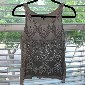Gray Express brand tank with sheer overlay and sequins size XS